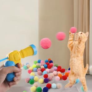 50Pcs Cat Toy Ball Launcher Gun