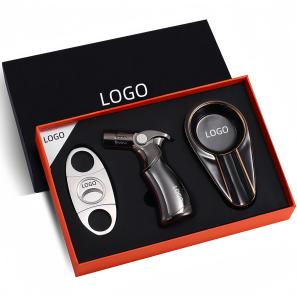 Cigar Connoisseur Gift Set: Cutter, Lighter, and Ashtray