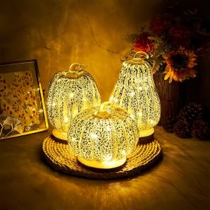 Glass Pumpkin Light Décor with Timer