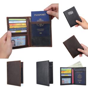 Vintage Genuine Leather RFID Blocking Passport Wallet and Card Holder