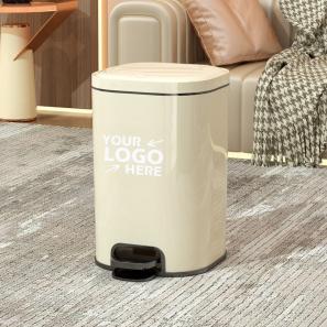 20L Cream Color Step Trash Can with Lid