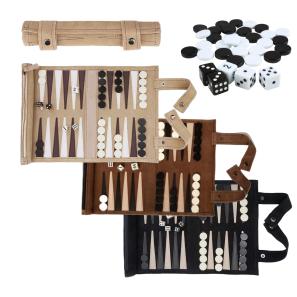 Portable Suede Roll-Up Backgammon Set